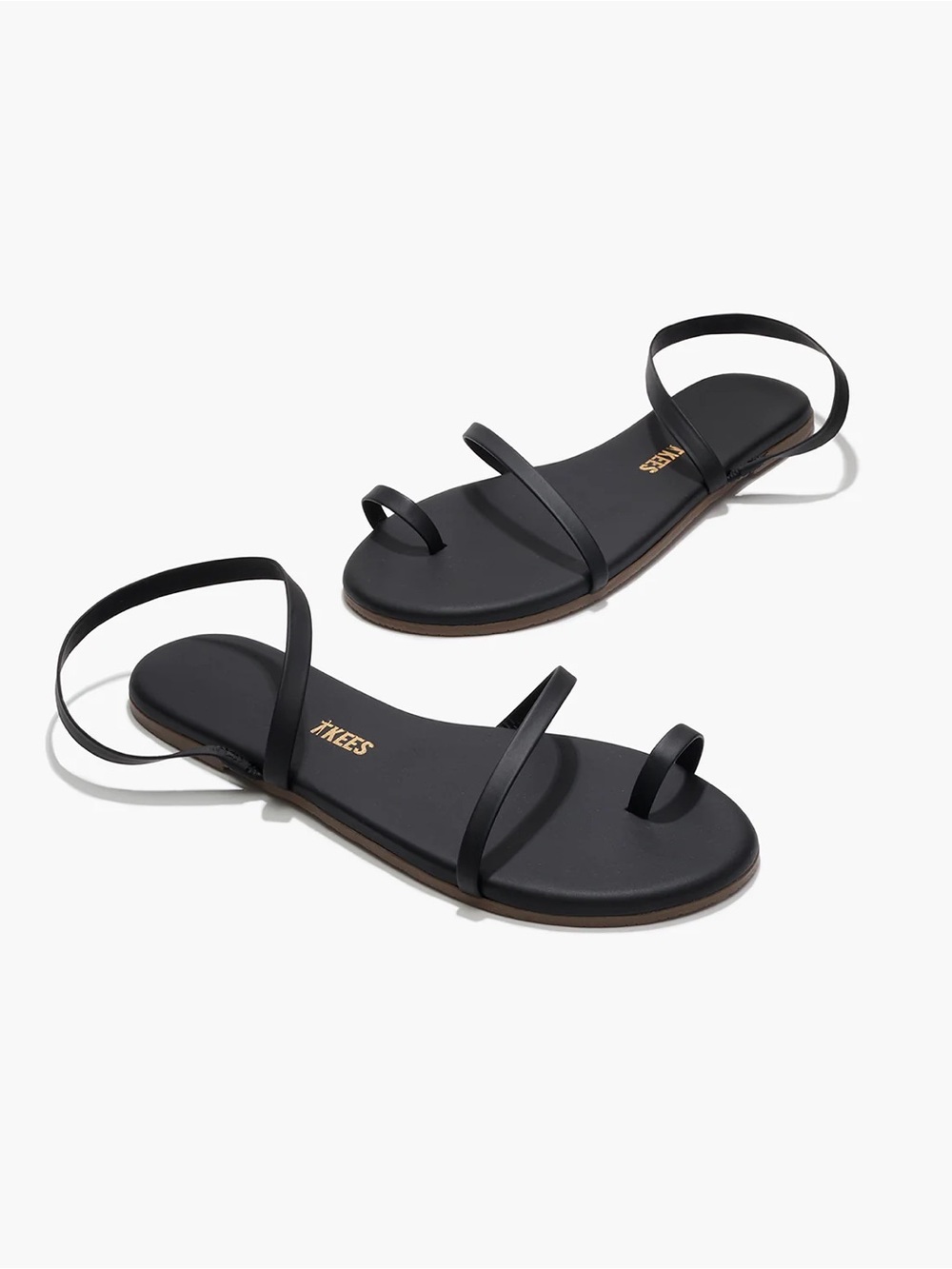 Tkees Sandal Mia Napa Black Leather Strappy Flat Sandals Women's Minimalist